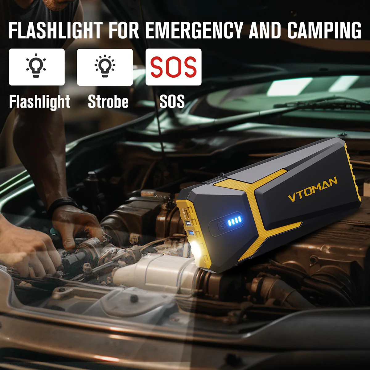 VTOMAN V10 Pro Yellow Jump Starter 4500A (CANADA ONLY) - Image 3