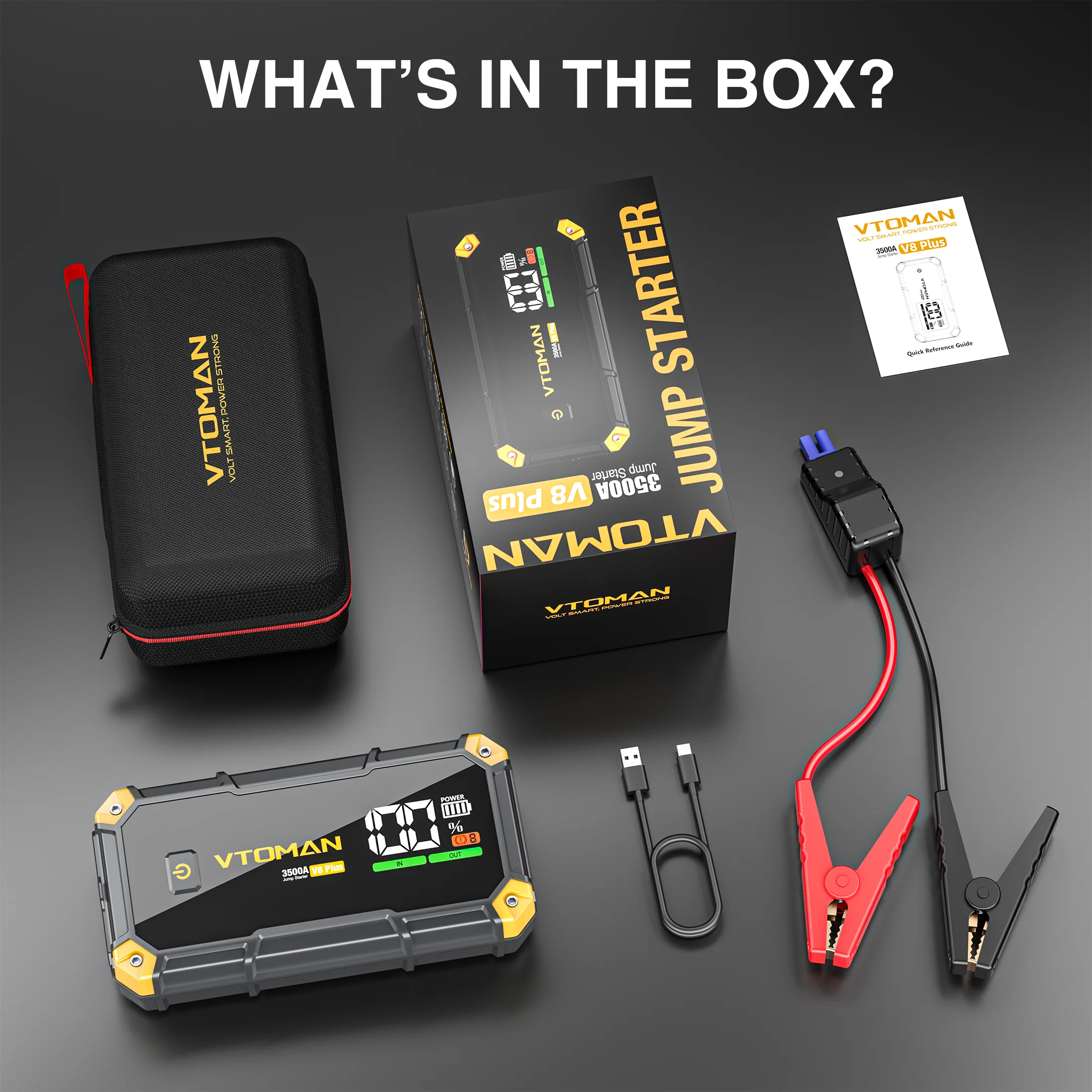 VTOMAN V8 Plus Car Jump Starter,3500A Peak 12V Lithium Battery Booster Pack(9.0L Gas & 8.5L Diesel),Portable Jump Box,Power Bank (44.4Wh) with Jumper Cables - Image 7